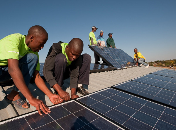 Solar Installer on roof